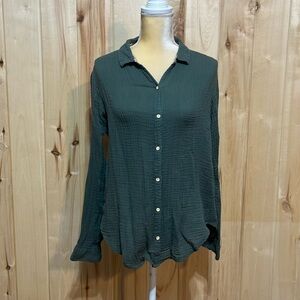 Anthropologie Isabella Sinclair Atlay Gauzy Lace Back Long Sleeve‎ Button Down M